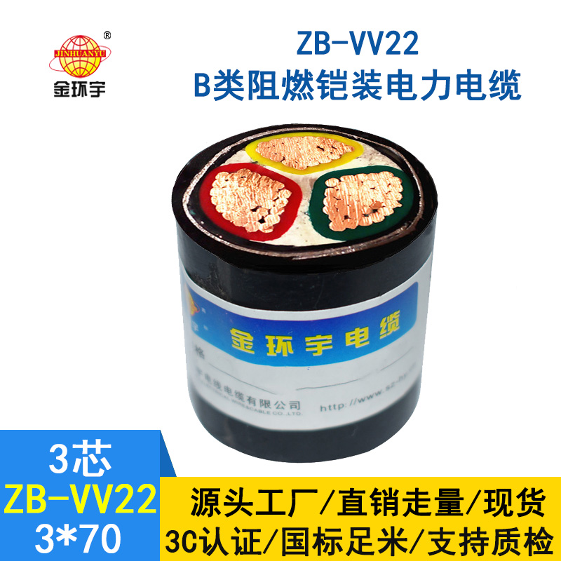 金环宇 三芯vv22电力电缆 阻燃铠装电缆ZB-VV22-3*70平方