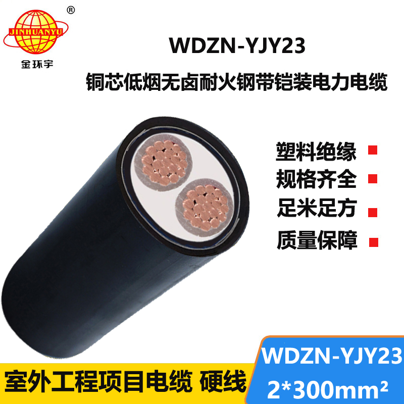 金环宇电线电缆 WDZN-YJY23-2X300平方 无卤低烟铠装耐火交联电缆
